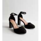 Black Suedette Platform Block Heel Court Shoes