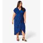 Apricot Curves Blue Swirl Print Wrap Midi Dress