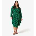 Apricot Curves Green Floral Midi Shirt Dress