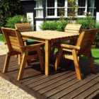 Charles Taylor Solid Wood 4 Seater Square Outdoor Dining Set with Green Cushions