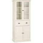 Homcom Kitchen Cupboard, 5-tier Storage Cabinet With Adjustable Shelves, Cream