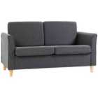 Homcom Double Seat Sofa Linen Upholstery Loveseat Couch W/ Armrests, Dark Grey