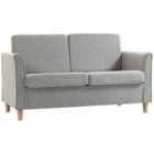 Homcom Double Seat Sofa Linen Upholstery Loveseat Couch W/ Armrests, Light Grey