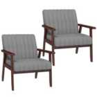 Homcom Set Of 2 Accent Chairs Modern Armchairs For Bedroom Living Room Grey