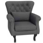 Homcom Vintage Armchair Wingback Accent Chair With Naihead Trim Dark Grey
