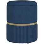 Homcom Round Pouffe, Storage Footstool With Cushioned Top, Hidden Space Dark Blue