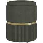 Homcom Round Pouffe, Storage Footstool With Cushioned Top, Hidden Space Grey