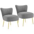 Homcom Set Of 2 Accent Chairs Wingback Armless Chairs For Bedroom Grey