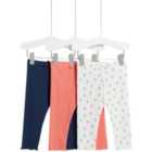M&S Cotton Rich Leggings, 3 Pack, 0 Months-3 Years
