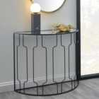 Caprisse Mirrored Glass Half Moon Console Table