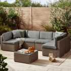 Furniturebox Windermere 6 Seater Brown Rattan Sofa Lounge Set