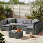 Furniturebox Windermere 6 Seater Grey Rattan Sofa Lounge Set
