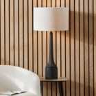 Marin Black Wood Tall Neck Table Lamp with 40cm Linen Drum Shade