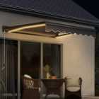 Outsunny Black Retractable Electric Awning with LED Light 2.5 x 2m