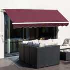 Outsunny Red Manual Retractable Awning 3 x 2.5m