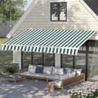 Outsunny Green and White Striped Retractable Awning 3.5 x 2.5m