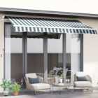 Outsunny Green and White Stripe Retractable Awning 2.5 x 2m