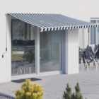 Outsunny Blue and White Striped Retractable Awning 3.5 x 2.5m