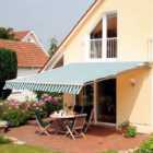 Outsunny Green and White Striped Retractable Awning 4 x 3m