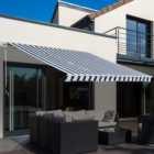 Outsunny Blue and White Striped Retractable Awning 3 x 2.5m