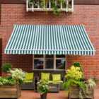Outsunny Green and White Striped Retractable Awning 3 x 2.5m