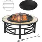 Outsunny Black Metal Large Fire Pit