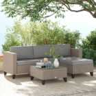 Outsunny 4 Seater Brown Rattan Sofa Lounge Set