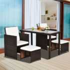 Outsunny Rattan 4 Seater Garden Dining Set Brown