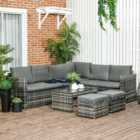 Outsunny 8 Seater Grey Rattan Garden Sofa Set with Stools