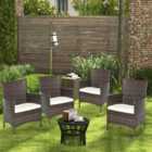 Outsunny Cushioned Outdoor Rattan Chair Set of 4