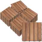 Outsunny Brown Solid Wood Interlocking Deck Tiles 30 x 30cm 27 Pack