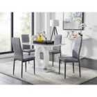 Furniture Box Giovani 4 Grey Dining Table and 4 Grey Velvet Milan Black Leg Chairs