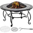 Outsunny 2 in 1 Fire Pit with Spark Screen Cover