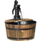 Outsunny Wooden Barrel Fountain Water Feature