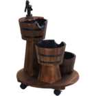 Outsunny 3 Barrel Fir Wood Water Feature with Pump