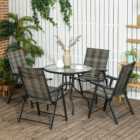 Outsunny Rattan 4 Seater Dining Set Mixed Grey
