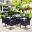Outsunny Rattan 6 Seater Garden Dining Set Black