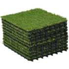 Outsunny 25mm Artificial Grass Turf Mat 30 x 30cm 10 Pack