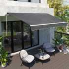Outsunny Grey Retractable Manual Awning 4 x 2.5m