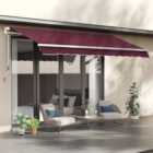Outsunny Wine Red Retractable Awning with Fittings 3 x 4m