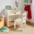 Kids Quinn Desk with Chair, White Natural