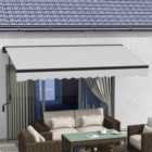 Outsunny 3.5 x 2.5m Electric Retractable Awning, Aluminium Frarme, Light Grey