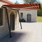 Berkfield Manual Retractable Awning with LED 4x3 m Orange and Brown