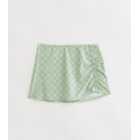Girls Light Green Tile Print Beach Skirt