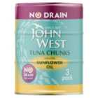 John West No Drain Tuna Chunks With A Little Sunflower Oil 3 x 100g