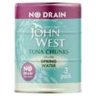 John West No Drain Tuna Chunks With A Little Spring Water 3 x 100g