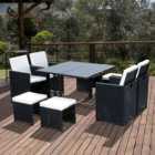 Outsunny 8 Seater Outdoor Dining Set Black with Stool