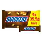 Snickers Caramel Nougat Peanuts & Milk Chocolate Snack Bars Multipack 9 x 35.5g