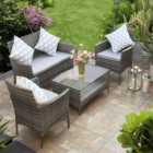 Vienna Rattan Sofa Set with Chairs and Table Seats 4 - Grey