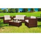 Comfy Living Deluxe 4 Piece Rattan Garden Set With Cover Option in Brown